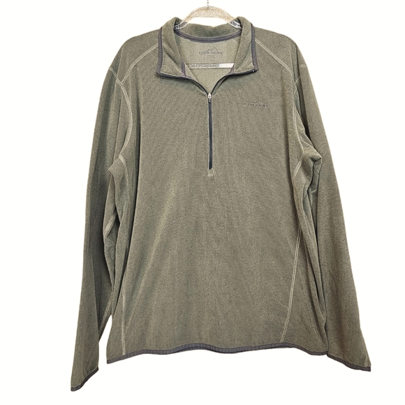Eddie Bauer Other - EDDIE BAURER Men's Lightweight Sleeve Pullover 1/2 Zip Olive & Gray Textured Top
